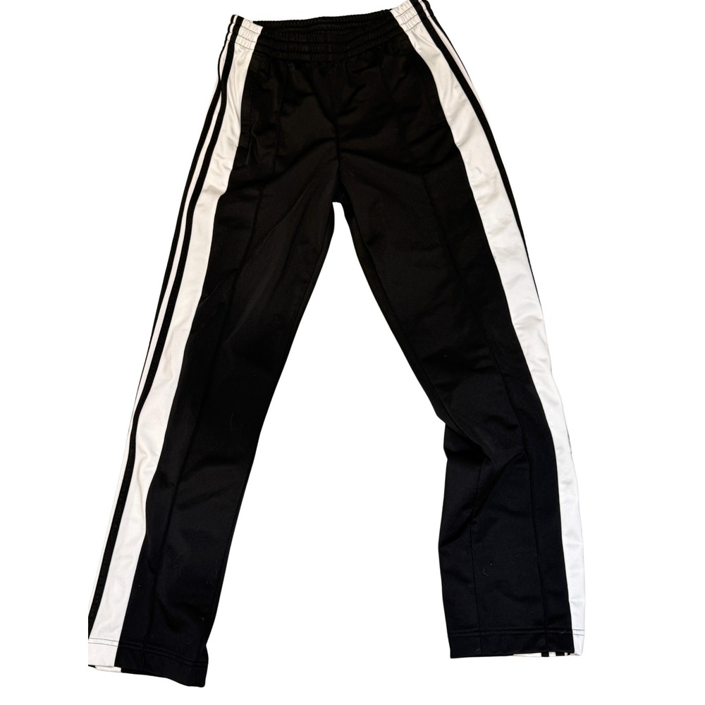 Adidas Snap Track Pants Black White 3 Stripe Tearaway Joggers Womens XS Retro - Picture 7 of 10